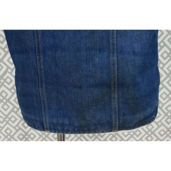 Vtg Wrangler Denim Vest Fleece Lined Blue Jean Top - Picture 7 of 10
